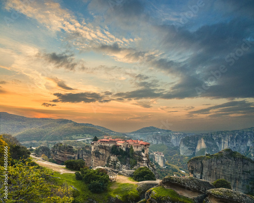 Beautiful Sunrise in the valley of Meteora