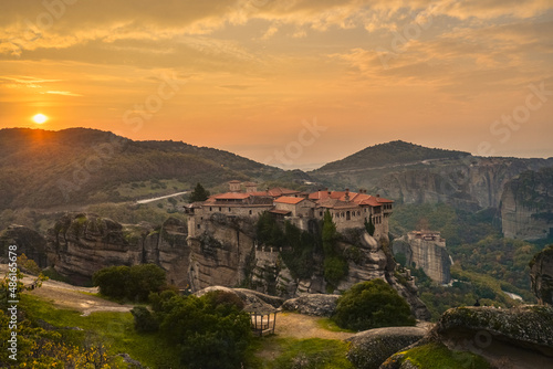 Beautiful Sunrise in the valley of Meteora