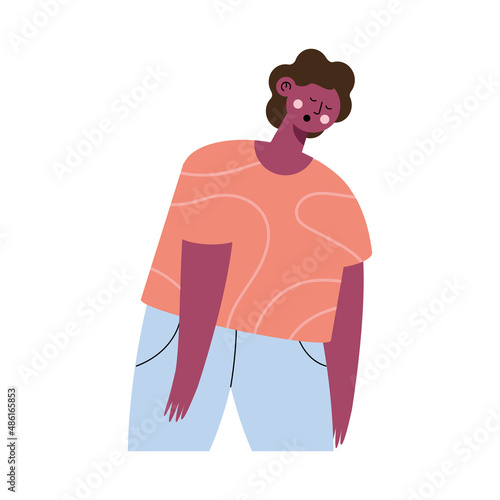 afro tired woman gesture