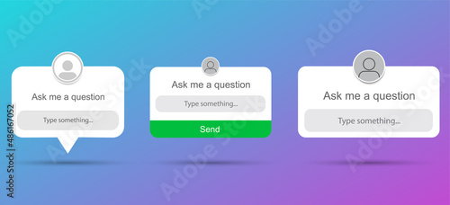 Ask me a question User interface form collection. Vector illustration