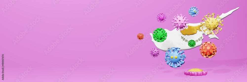 3d rendering of the spread of the covid 19 or corona virus in Cyprus for displaying data on websites and social media