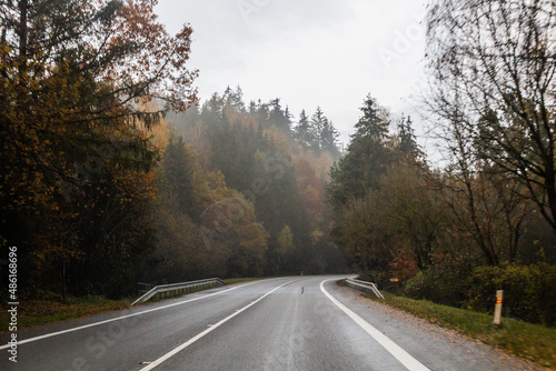 Autumn view of I11 road, Czech Republic