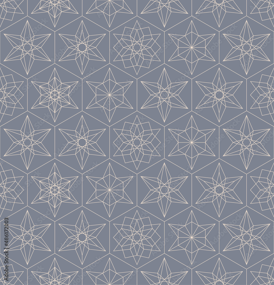 Geometric snowflakes stars winter seamless holiday pattern Geometric snowflakes stars winter seamless holiday pattern