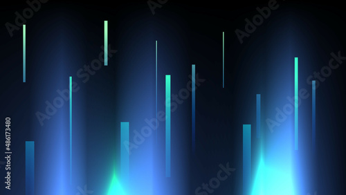 Neon blue light with line particle in dark atmosphere