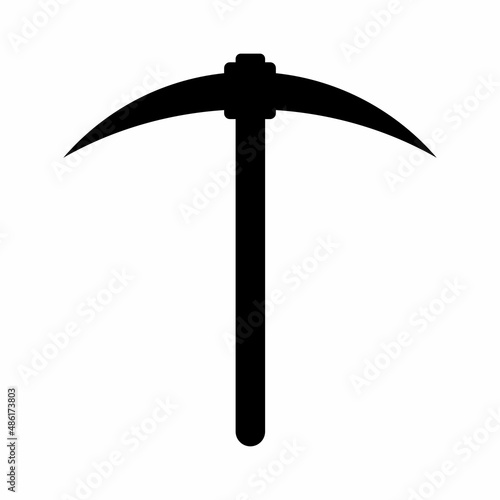 Sharp pickaxe silhouette isolated on white background