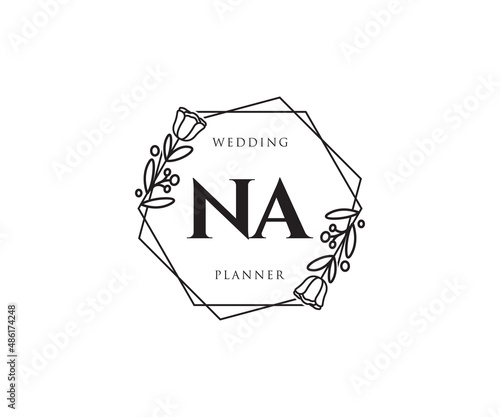 Initial NA feminine logo. Usable for Nature, Salon, Spa, Cosmetic and Beauty Logos. Flat Vector Logo Design Template Element.