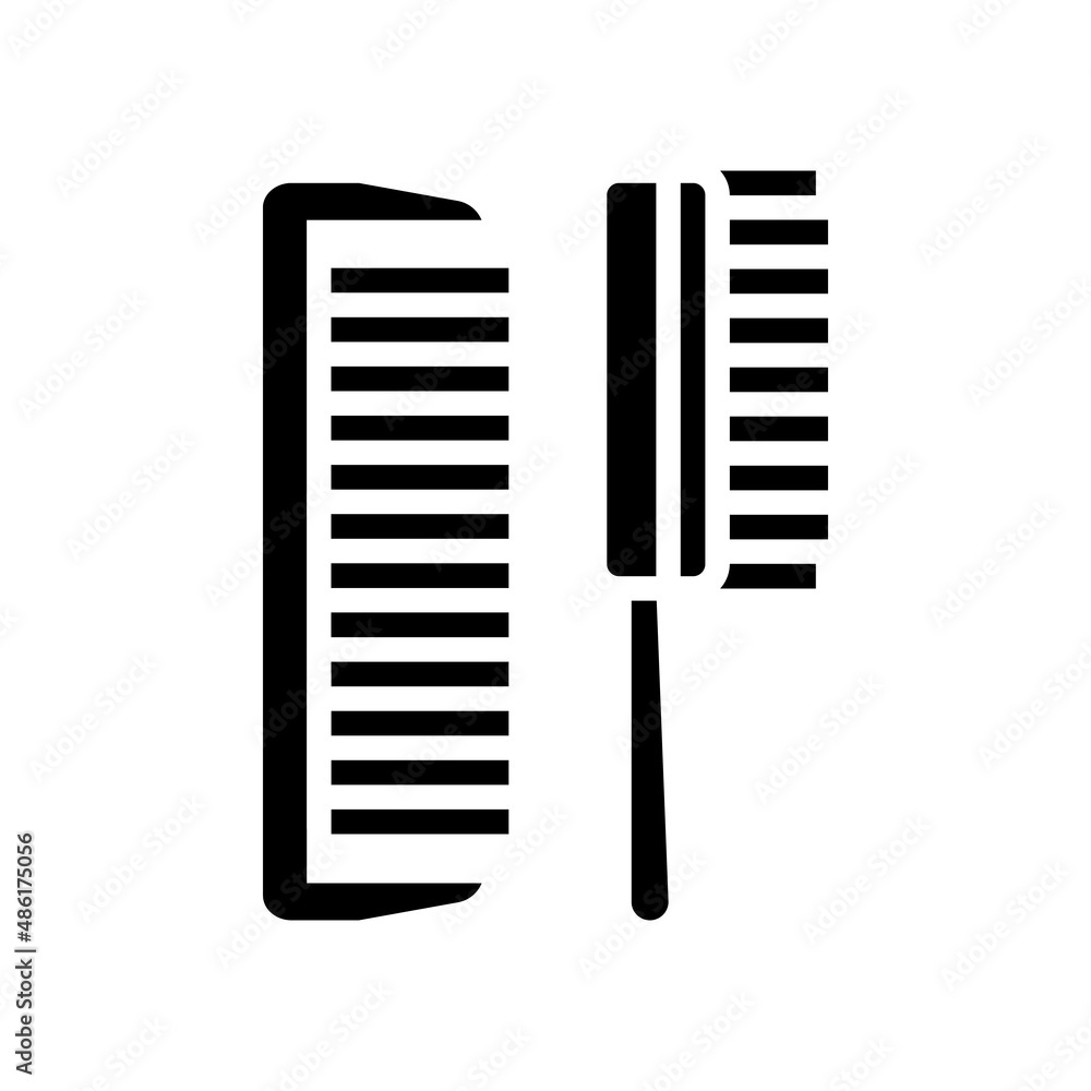 comb accessory glyph icon vector. comb accessory sign. isolated contour symbol black illustration comb accessory glyph icon vector. comb accessory sign. isolated contour symbol black illustration