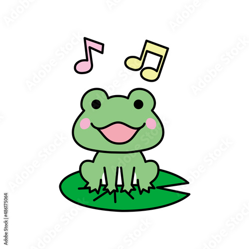 可愛いくてシンプルな歌を歌うカエルのイラスト