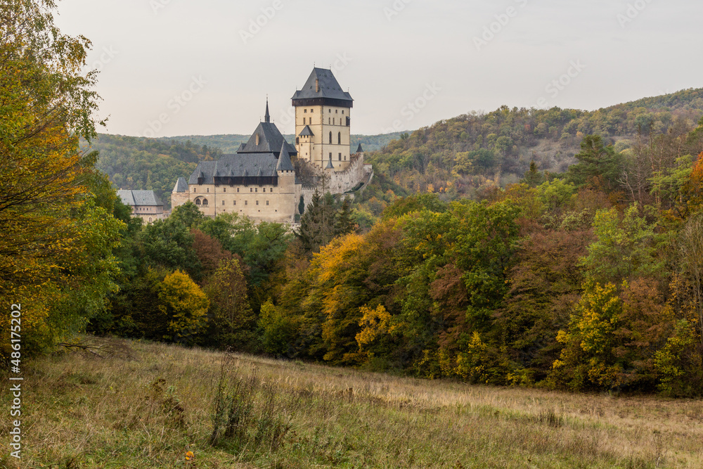 Autumn view of the Karlstejn castle, Czech Republic Autumn view of the Karlstejn castle, Czech Republic