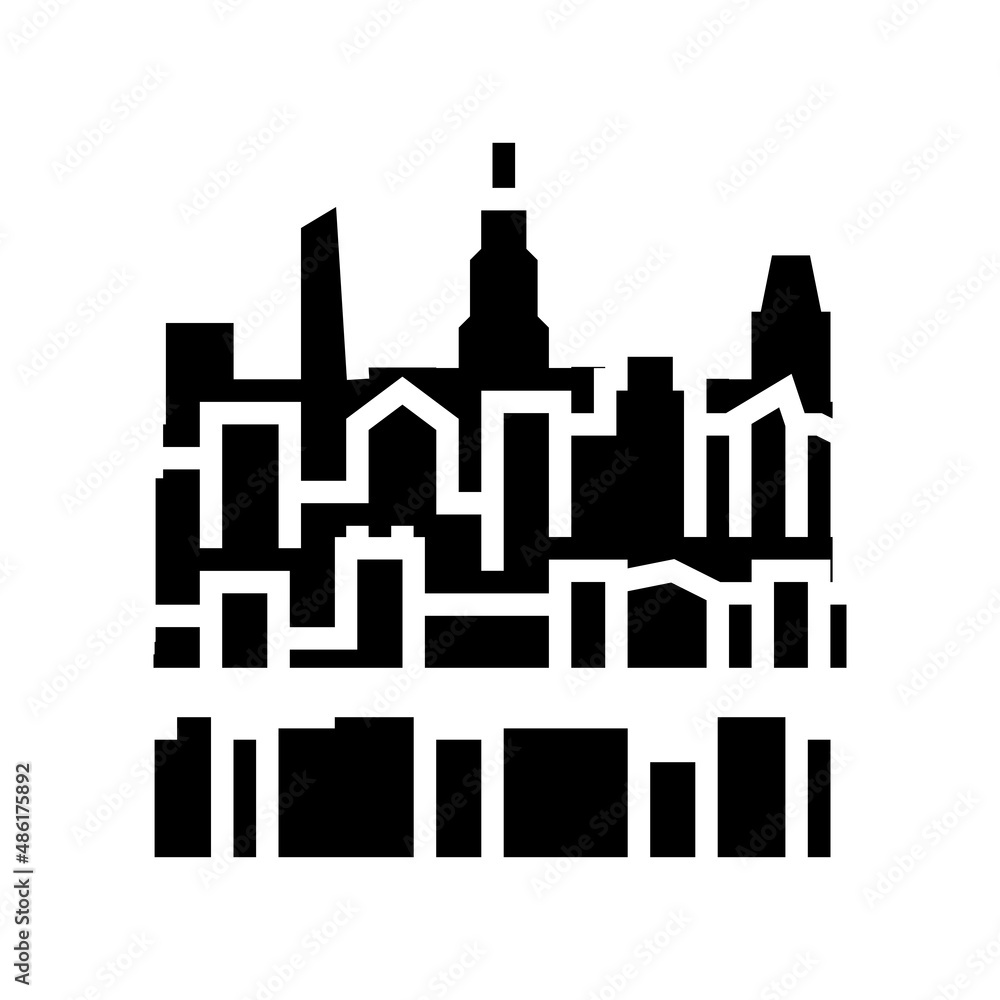 skyline new york glyph icon vector. skyline new york sign. isolated contour symbol black illustration