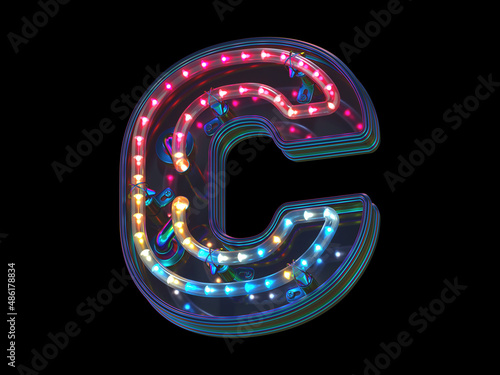 Colorful led font. Letter C