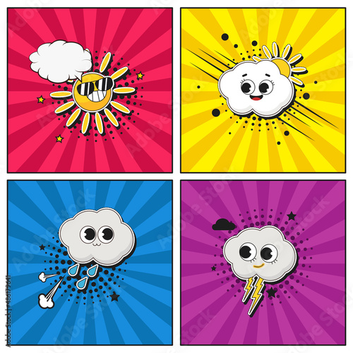 Hand drawn flat trendy cartoon elements collection Weather report