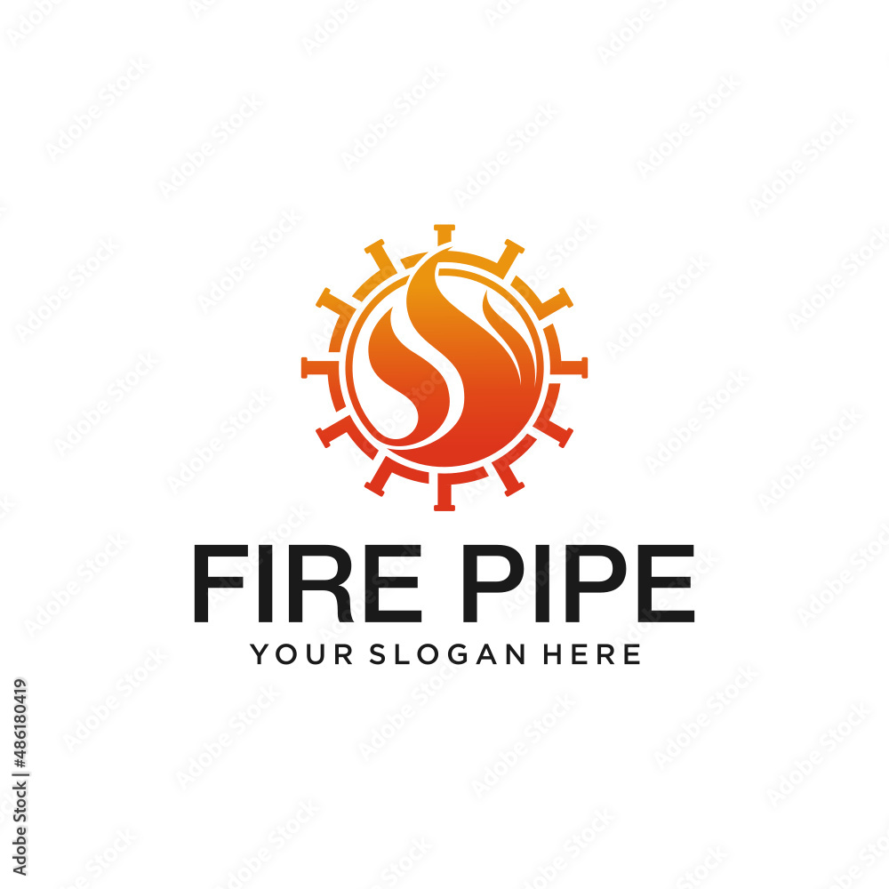 modern fire pipe illustration logo design modern fire pipe illustration logo design