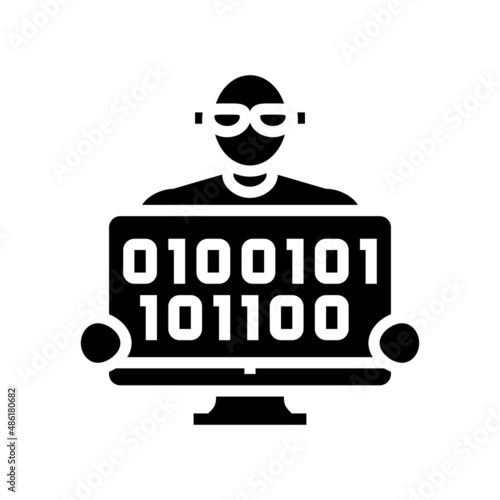 coder programmer business glyph icon vector. coder programmer business sign. isolated contour symbol black illustration