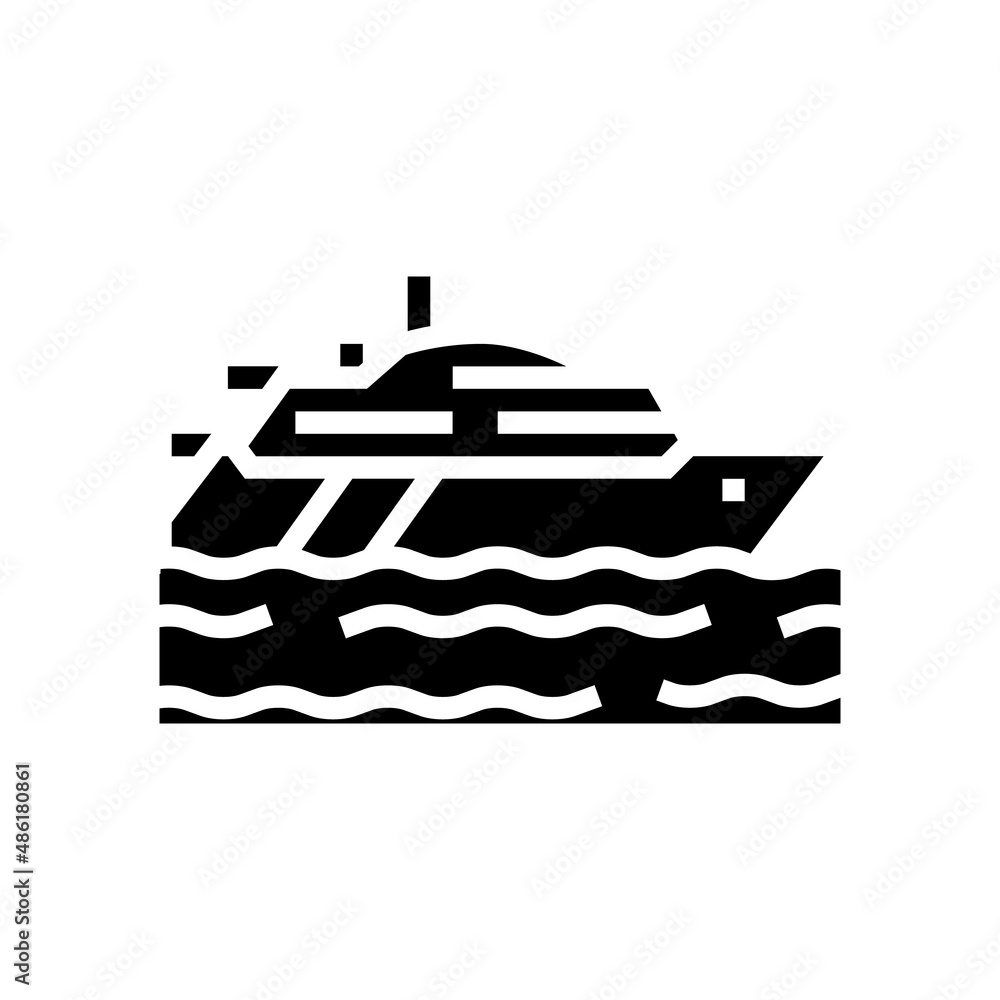 yacht transport glyph icon vector. yacht transport sign. isolated contour symbol black illustration yacht transport glyph icon vector. yacht transport sign. isolated contour symbol black illustration