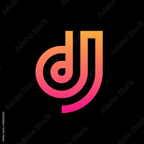 Creative Letter DJ monogram gradient logo template 