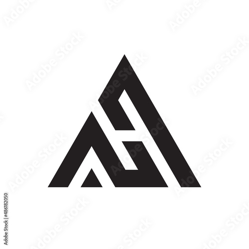 Letter AH monogram negative space logo