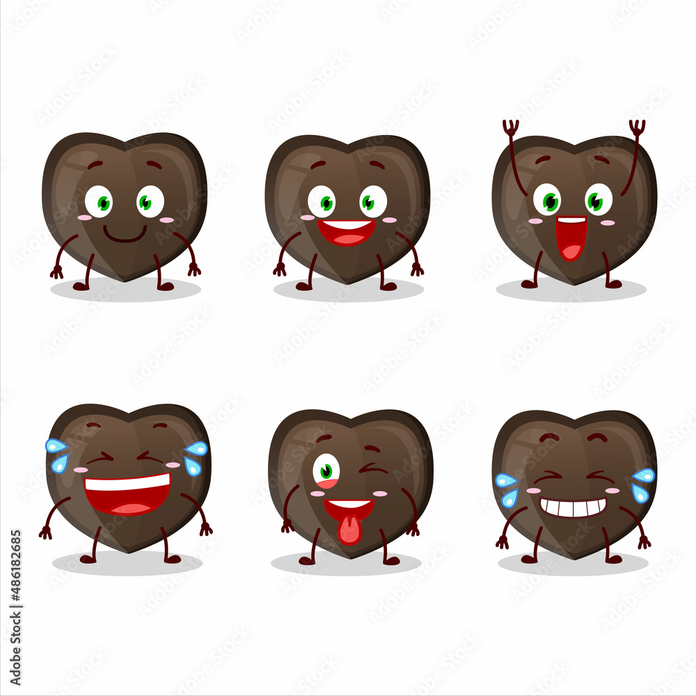 Cartoon character of love chocolate candy with smile expression Cartoon character of love chocolate candy with smile expression