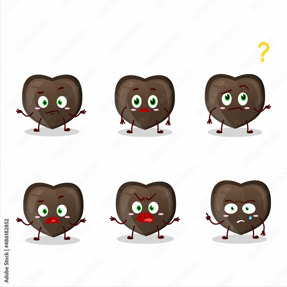 Cartoon character of love chocolate candy with what expression Cartoon character of love chocolate candy with what expression