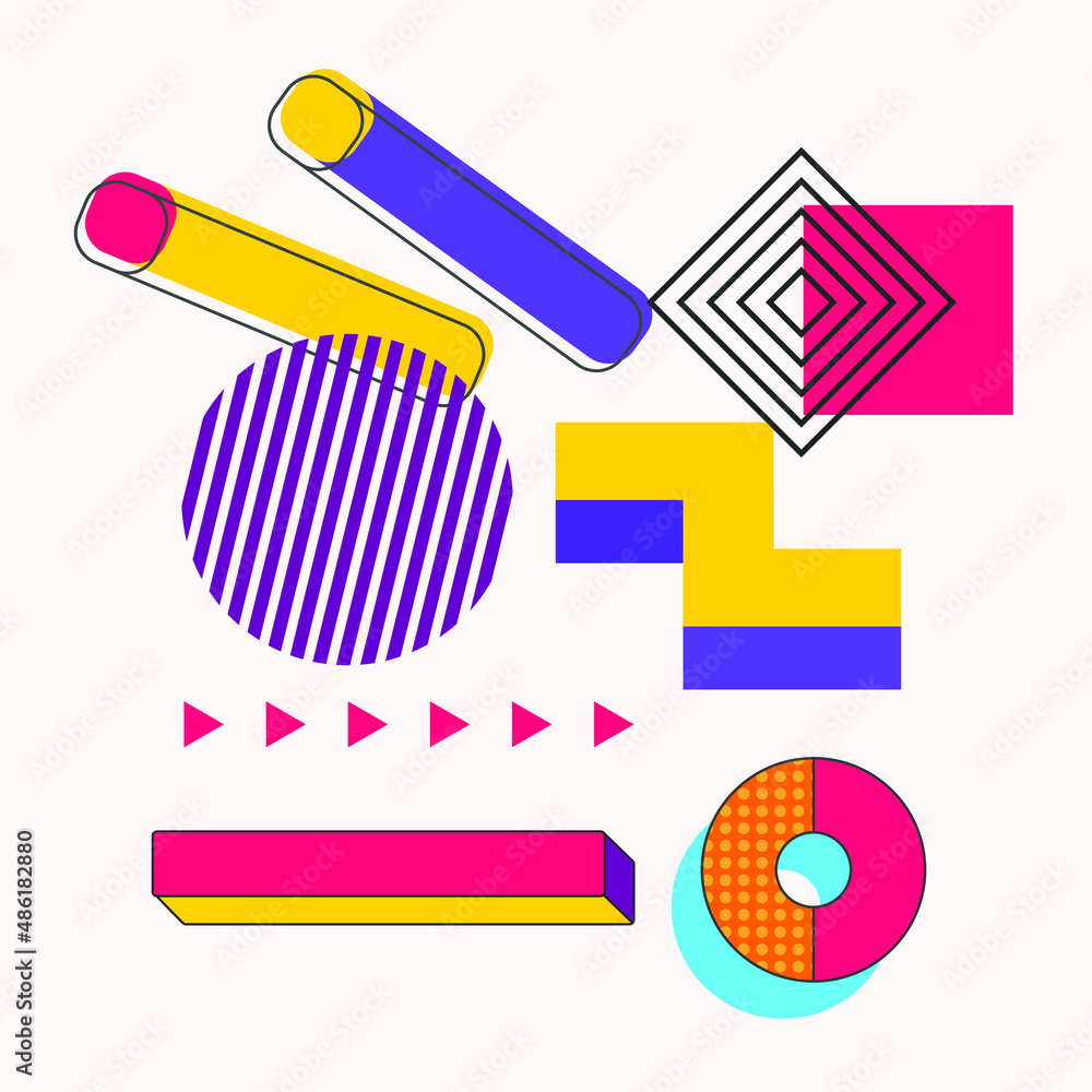 Collection of geometric shapes. Luxury fashion design - 80-90s. Collection trendy vector geometric shapes. Collection of geometric shapes. Luxury fashion design - 80-90s. Collection trendy vector geometric shapes.