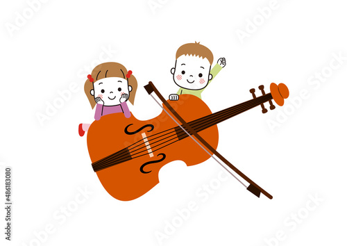 バイオリンと2人の子どもたち