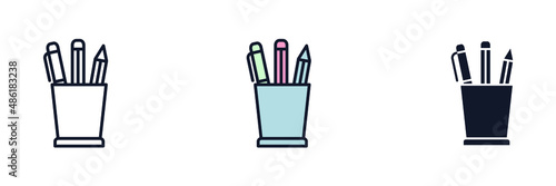 Pencil stand icon symbol template for graphic and web design collection logo vector illustration
