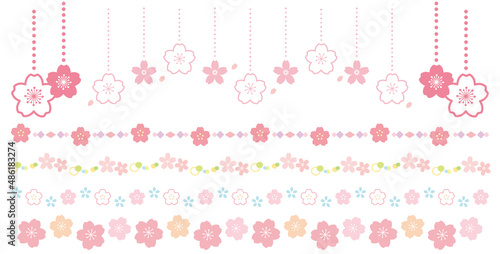 桜の花の罫線　装飾ライン