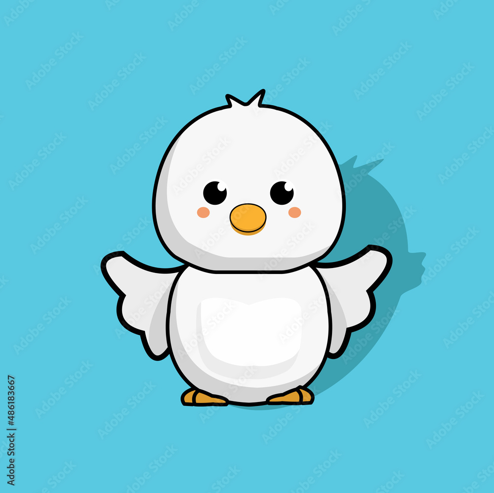 baby white dove on blue background baby white dove on blue background