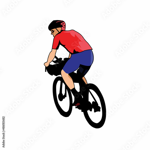 Fototapeta Naklejka Na Ścianę i Meble -  a fast biker athlete, riding a bicycle
