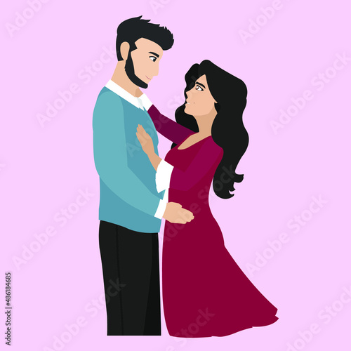 flat vector illustration design of a couple in love on valentine s day. can be use for printing media