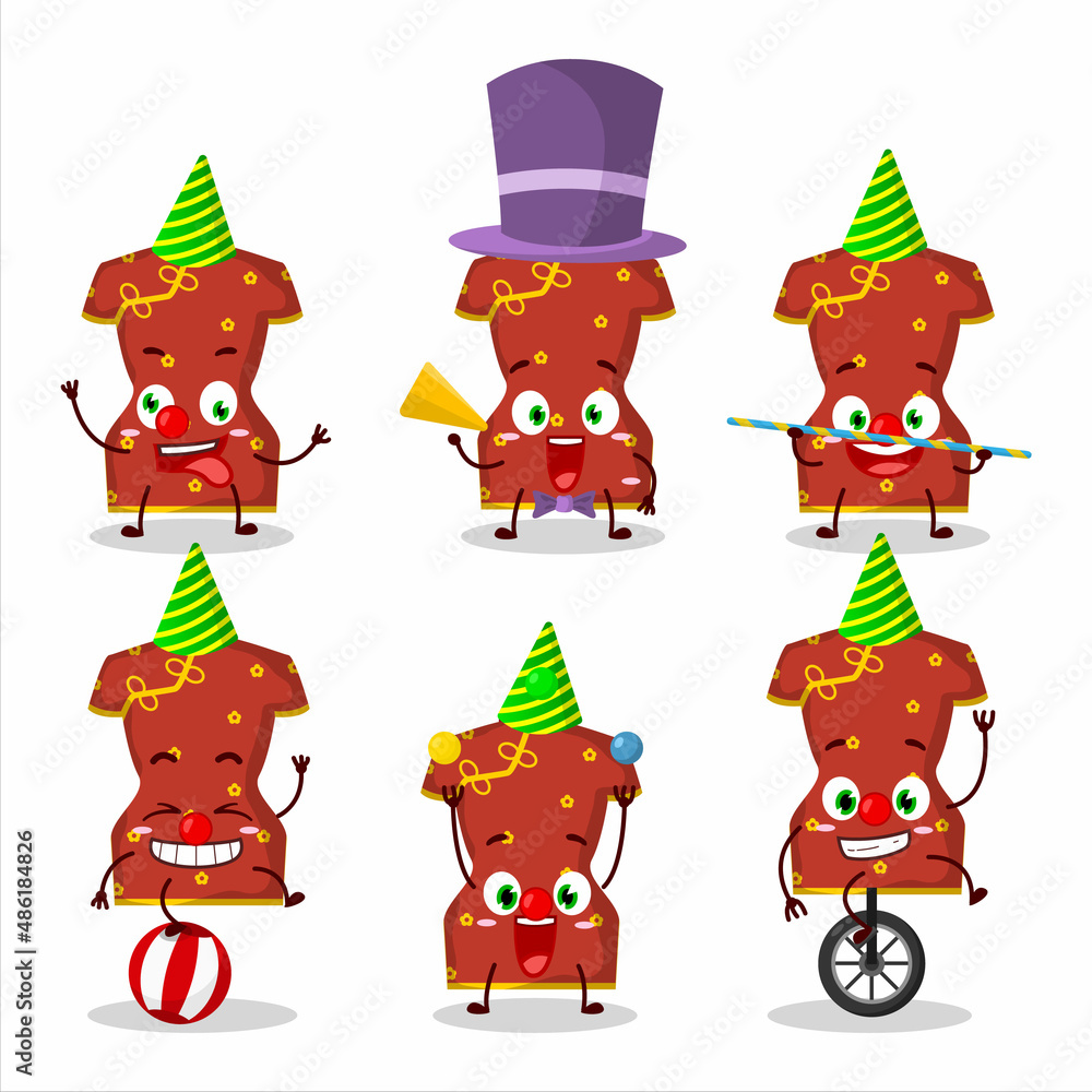 Cartoon character of red clothing of chinese woman with various circus shows Cartoon character of red clothing of chinese woman with various circus shows