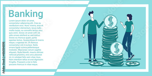 Banking.The concept of banking operations.Loans and finance.An illustration in the style of a green landing page.