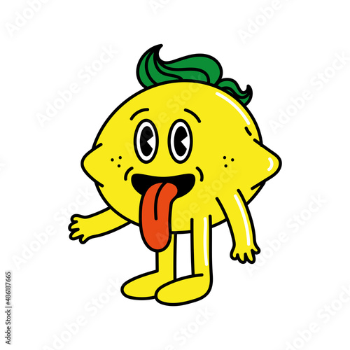 cartoon lemon tongue out