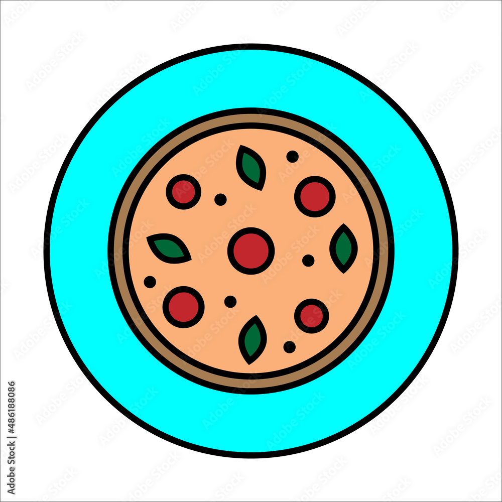 Cartoon pizza, great design for any purposes. Simple illustration. White background. Vector illustration. stock image. Cartoon pizza, great design for any purposes. Simple illustration. White background. Vector illustration. stock image.