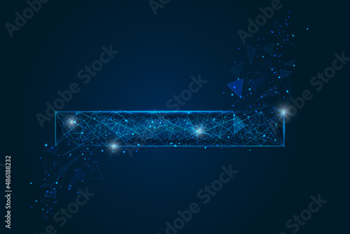 Abstract isolated blue image of a minus sign. Polygonal illustration looks like stars in the blask night sky in spase or flying glass shards. Digital design for website, web, internet.