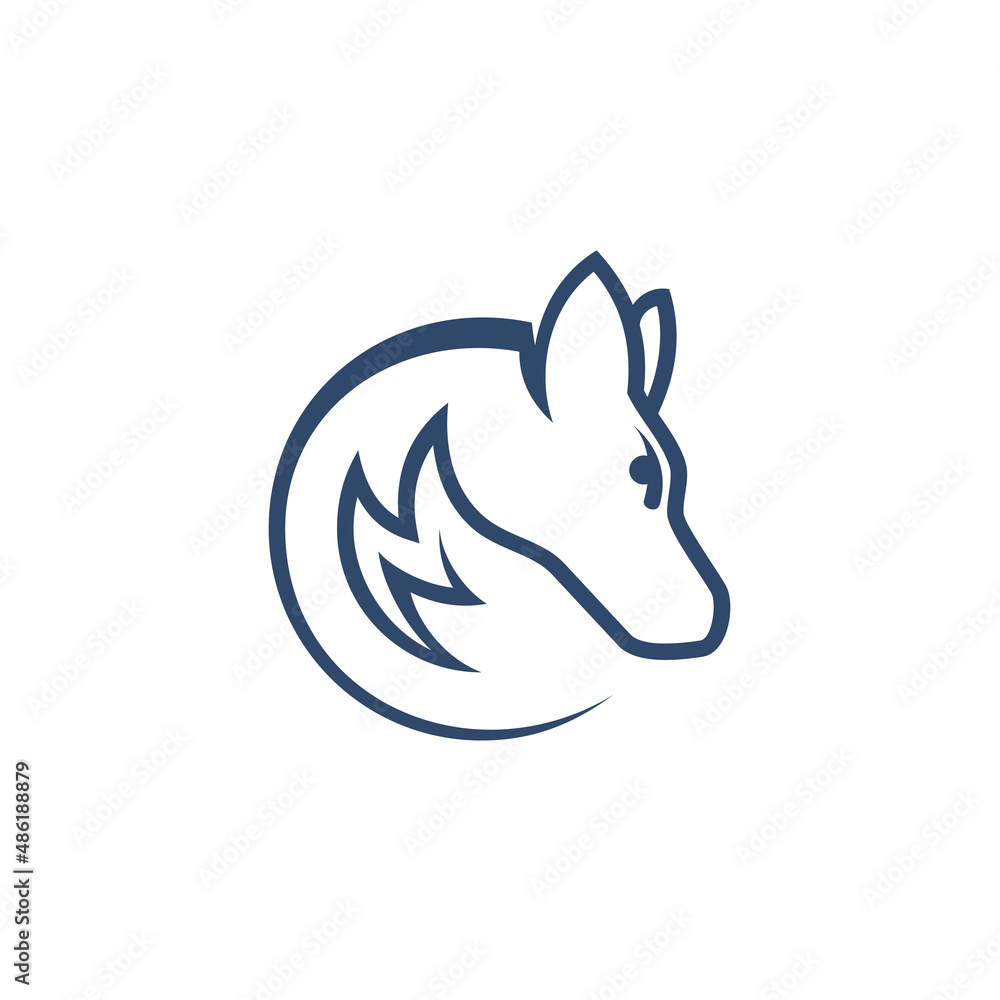 Fototapeta premium dog head logo with lightning icon combination, line style