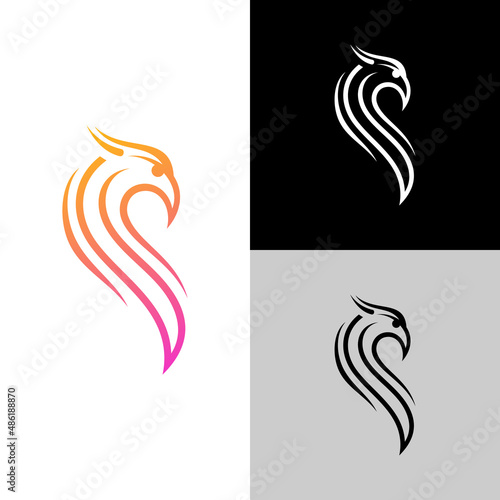 Simple Eagle logo with line design vector, falcon icon template