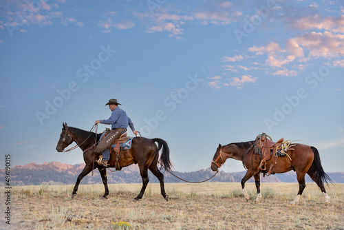 Cowboy leading horse © Terri Cage 