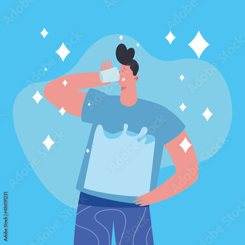 thirsty man drinking water