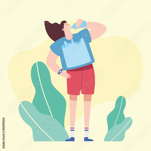 thirsty woman drinking water