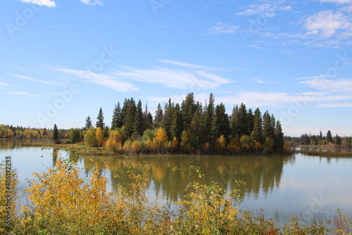 autumn landscape with lake, Elk Island National Park, Alberta