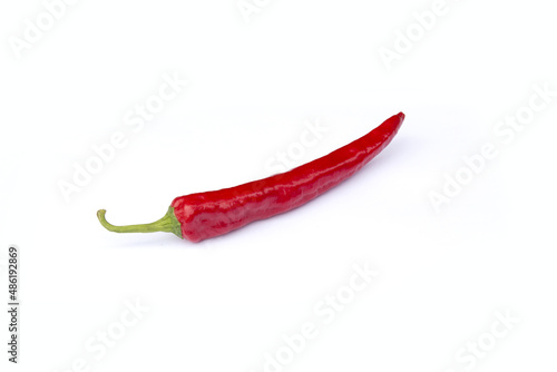 Red chili pepper on white background.