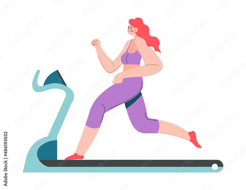 Woman running on treadmill workout and exercises Woman running on treadmill workout and exercises