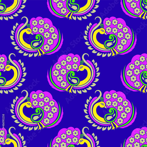 Traditional Asian peacock pattern design