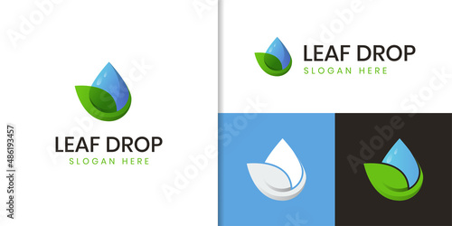 fresh Water drop leaf logo. line olive oil vector icon. Nature leaf and drop water pure logo