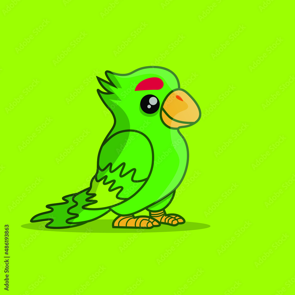 Obraz premium GREEN PARROT ILLUSTRATION FOR VARIOUS TYPES OF USE