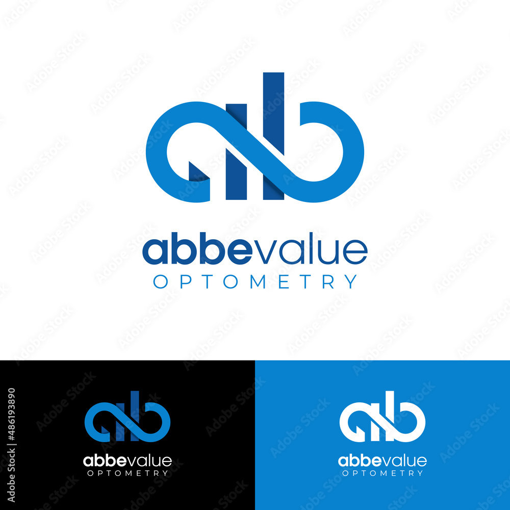 abbe value optometry logo, creative idea letter a and b with chart