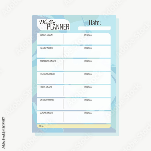Budget planner for a week Abstract background A4