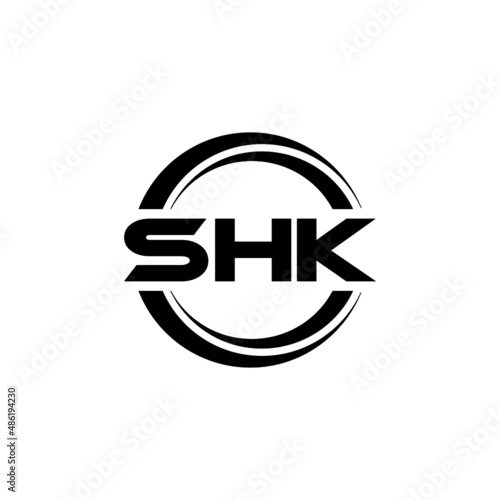 SHK letter logo design with white background in illustrator  vector logo modern alphabet font overlap style. calligraphy designs for logo  Poster  Invitation  etc.