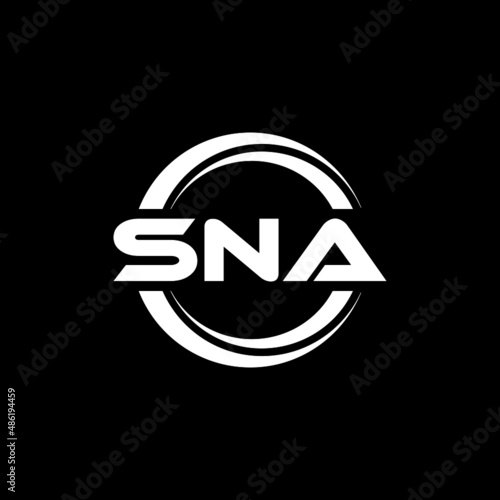 SNA letter logo design with black background in illustrator, vector logo modern alphabet font overlap style. calligraphy designs for logo, Poster, Invitation, etc. photo